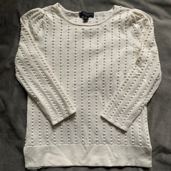Ann Taylor Embossed Puff Sleeve Sweater - Picture 1 of 12